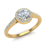 0.90 ct tw Round Brilliant Diamond Dainty Halo Engagement Ring 14K Gold (G,SI) - Yellow Gold