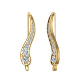 Pave Set Vines Ear Climber Earrings 14k Gold-G,SI - Yellow Gold