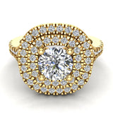 Cushion Halo Diamond Engagement Ring 1.66 cttw 14K Gold-I,I1 - Yellow Gold