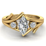 Marquise Cut Bypass Engagement Ring 14K Gold (G,SI) - Yellow Gold