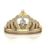 Fashion Princess Tiara Crown Diamond Ring 0.50 carat total weight Band Style 14K Gold (I,I1) - Yellow Gold