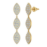 14k Marquise Diamond Chandelier Earrings Waterfall Style 1.59 ct-I,I1 - Yellow Gold