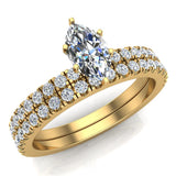 Petite Wedding Rings for women Marquise Cut Bridal set 18K Gold 0.90 ct-G,SI - Yellow Gold