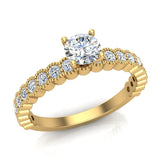 Diamond engagement ring milgrain luscious design round brilliant 14K Gold 0.90 ct I1 - Yellow Gold