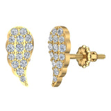 Angel Wing Pave Diamond Cluster Stud Earrings 0.50 ctw 18K Gold-G,VS - Yellow Gold