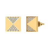 Pyramid Style Accented Diamond Stud Earrings 14K Gold-G,SI - Yellow Gold