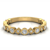 Circles & Squares Stacking Milgrain Diamond Wedding Band 0.32 ctw 18K Solid Gold Glitz Design (G,SI) - Yellow Gold