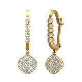 Cushion Diamond Dangle Earrings Dainty Drop Style 14K Gold 0.70 ct-G,SI - Yellow Gold
