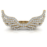 1.12 Ct Trendy Angel Wings Large Diamond Ring 14K Gold (G,SI) - Yellow Gold