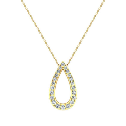 14K Gold Necklace Teardrop-Shape Necklace 0.34 ct tw Diamonds-I1 - Yellow Gold