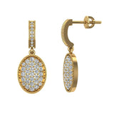 1.00 Ct Pave Set Oval Dangle Diamond Earrings 18K Gold (G,VS) - Yellow Gold