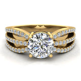 Magnificent Round Diamond Trio Engagement Ring 1.40 ctw 14K Gold-G,I1 - Yellow Gold
