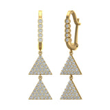 Triangle Diamond Dangle Earrings Dainty Drop Style 14K Gold 0.80 ct-I,I1 - Yellow Gold