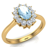 December Birthstone Blue Topaz Oval 14K Gold Diamond Ring 0.80 ct tw - Yellow Gold