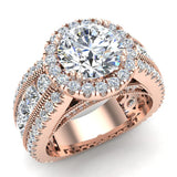 Moissanite Engagement Rings 14K Gold Real Diamond accented Ring 4.90 ct-G,SI - Rose Gold