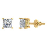 Diamond Earrings for Women Men Princess Cut 14K Gold Ear stud-I,I1 - Rose Gold