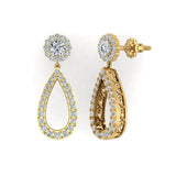 1.66 Ct Fashion Diamond Dangle Earrings Artisanal Tear Drop 14K Gold-I,I1 - Yellow Gold