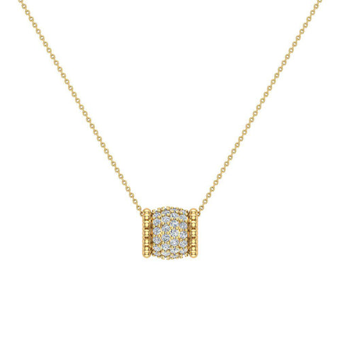 14K Gold Barrel Necklace 0.71 ct tw Diamond Charm Pendant-G,SI - Yellow Gold