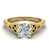 0.90 Carat Art Deco Trinity Knot Solitaire Wedding Ring 14K Gold-G,I1 - Yellow Gold