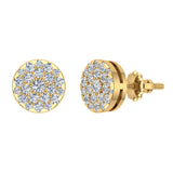 Round Cluster Diamond Earrings 0.56 ctw 14K Gold-G,SI - Yellow Gold