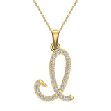Initial Pendant I Letter Charms Diamond Necklace 14K Gold-G,I1 - Yellow Gold