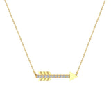 14K Gold Necklace 0.11 ct Diamond Arrow Pendant Glitz Design (G,SI) - Yellow Gold