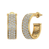 19.41mm Three Row Pave Set Diamond Hoop Earrings 3.00 ct 14K Gold-G,SI - Yellow Gold