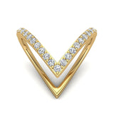 V Shape Fashion Diamond Ring Stackable Bands 0.44 Ct 14K Gold-I,I1 - Rose Gold