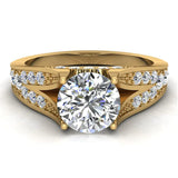 Solitaire Diamond Four Pronged Tapered Shank Wedding Ring 18K Gold-G,VS - Yellow Gold