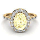 Citrine & Diamond Halo Ring 14K Gold November Birthstone - Yellow Gold