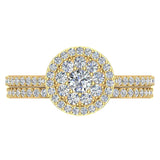 0.88 ct Illusion Solitaire Diamond Wedding Ring Set 14K Gold (G,SI) - Yellow Gold