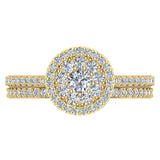 0.88 ct Illusion Solitaire Diamond Wedding Ring Set 18K Gold (G,VS) - Yellow Gold