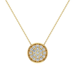 Necklace Button Dainty Button Style Pendant 0.50 ctw Yellow Gold
