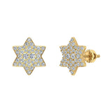 Star Shape 6-Point Diamond Cluster Stud Earrings 0.50 ct 14K Gold-I,I1 - Yellow Gold