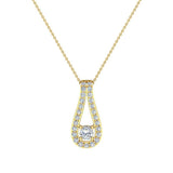 0.46 ct tw Teardrop Halo Diamond Necklace 14K Gold-I,I1 - Yellow Gold