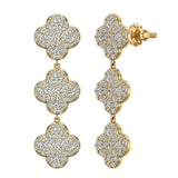 Clover Diamond Chandelier Earrings Waterfall Style 14K Gold Glitz Design-G,SI - Yellow Gold