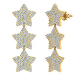 Star Diamond Cluster Chandelier Earrings Waterfall Style 14K Gold-I,I1 - Yellow Gold
