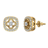 14K Gold Diamond Stud Earrings Cushion Shape 0.67 carat-G,SI - Yellow Gold