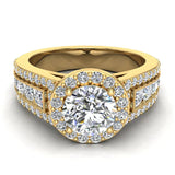 Round Diamond Halo Engagement Rings for Women GIA-14K Gold 1.90 ct - Yellow Gold