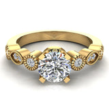 0.93 Carat Vintage Engagement Ring Settings 14K Gold (G,I1) - Yellow Gold