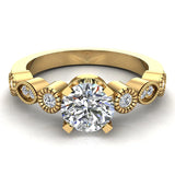 0.93 Carat Vintage Engagement Ring Settings 18K Gold (G,SI) - Yellow Gold