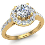 1 ct Halo Style Round Diamond Engagement Ring For Women 14k-I,I1 - Yellow Gold