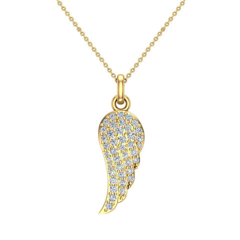 0.47 cttw Angel Wing Diamond Pendant Necklace 18K Gold G,VS