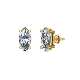 Diamond Stud Earrings Marquise Cut Diamond Earrings 14K Gold-G,SI - Yellow Gold