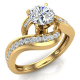 1.00 ct Solitaire Diamond Engagement Rings Intertwined Loop 14K Gold-G,SI - Yellow Gold