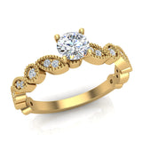 Circle marquee designer diamond engagement rings 14K 0.60 ct I I1 - Yellow Gold