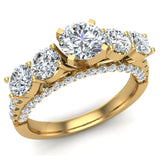 1.94 Ct Five Stone Diamond Wedding Ring 18K Gold (G,VS) - Yellow Gold