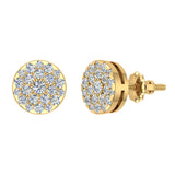 Round Cluster Diamond Earrings 0.56 ctw 14K Gold-I,I1 - Yellow Gold