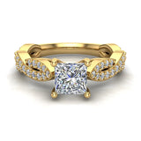 Princess-Cut Solitaire Diamond Braided Shank Engagement Ring 14K Gold-G,SI - Yellow Gold