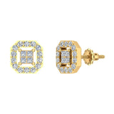 Diamond Stud Earring Princess Cut Cornered Square Diamond Earrings 14K Gold-I,I1 - Yellow Gold
